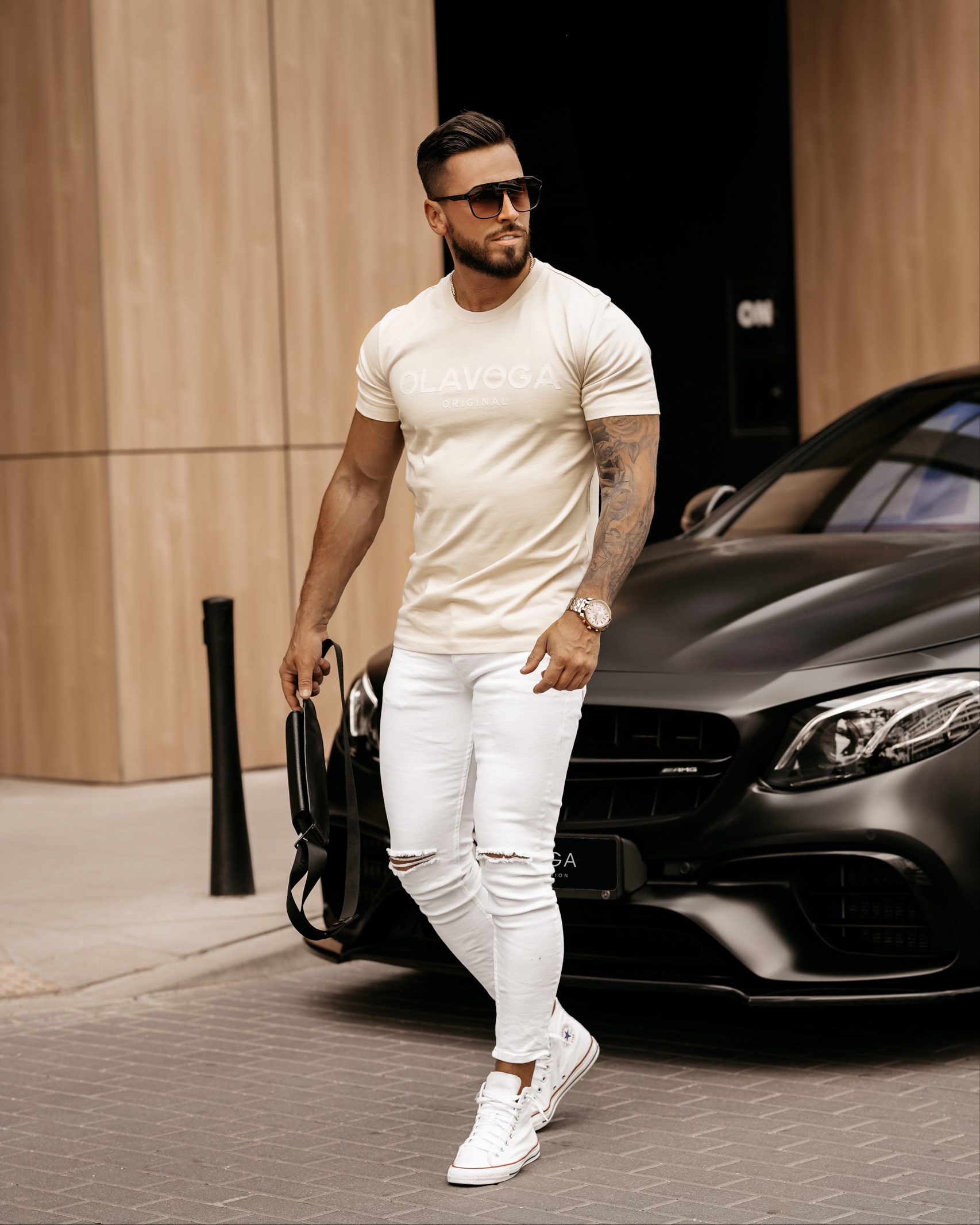 T-shirt dopasowany męski Brb 2023 Ola Voga beżowy