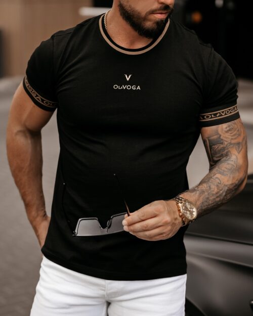 T-shirt bawełniany męski zdobiony Sls 2023 Ola Voga czarny
