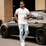 T-shirt bawełniany męski zdobiony Sls 2023 Ola Voga biały