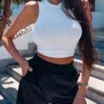 Top dopasowany Zena Ola Voga biały