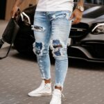 Spodnie jeansowe męskie z przetarciami Largo Ola Voga niebieskie