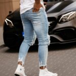 Spodnie jeansowe męskie z przetarciami Largo Ola Voga niebieskie