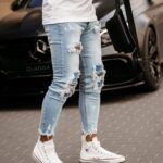 Spodnie jeansowe męskie z przetarciami Largo Ola Voga niebieskie