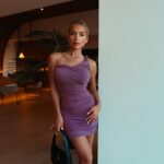 Sukienka dopasowana asymetryczna Lani Ola Voga lila