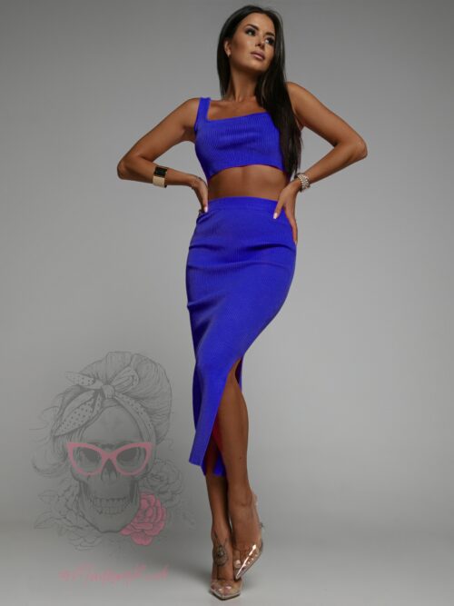 Komplet prążkowany Camelies chabrowy