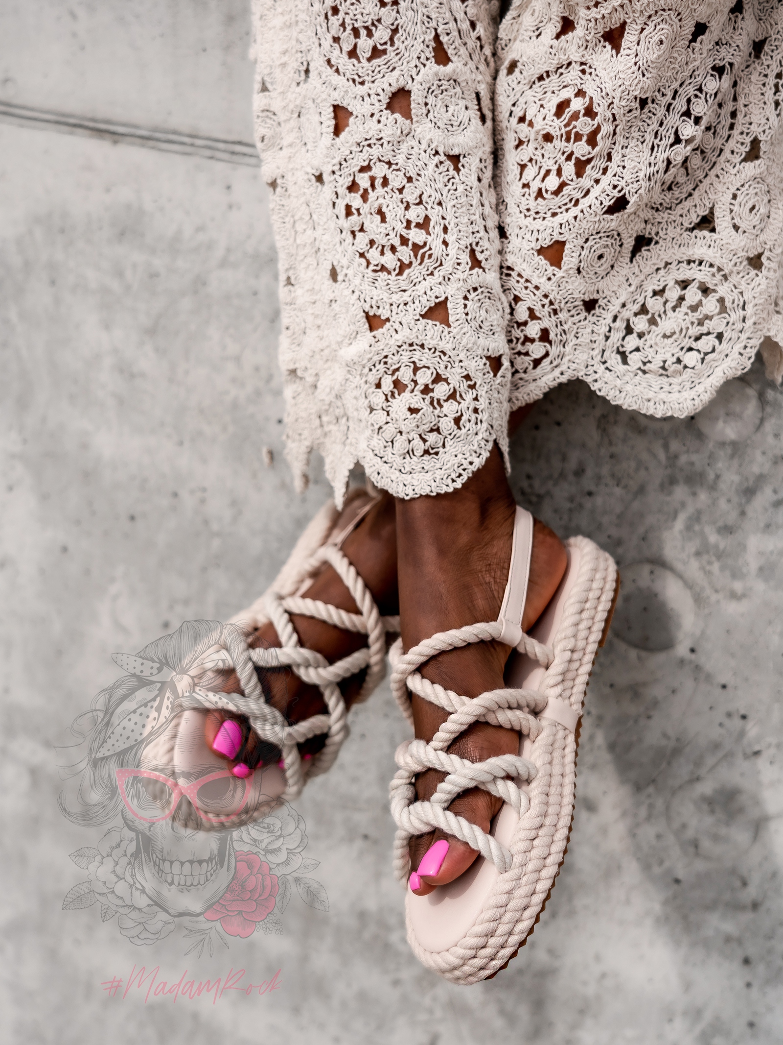 Sandały sznurowane Madam Cuerda beżowe