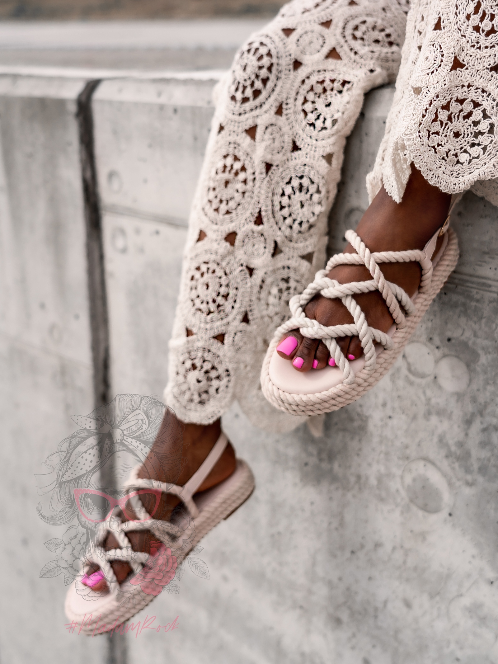 Sandały sznurowane Madam Cuerda beżowe