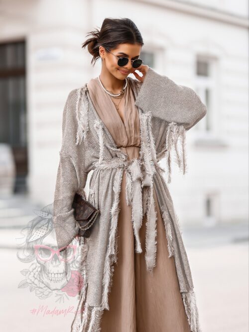 Sweter boho Ale Jazz beżowy-złoty