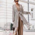 Sweter boho Ale Jazz beżowy-złoty