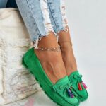 Mokasyny zamszowe Madam Layla zielone