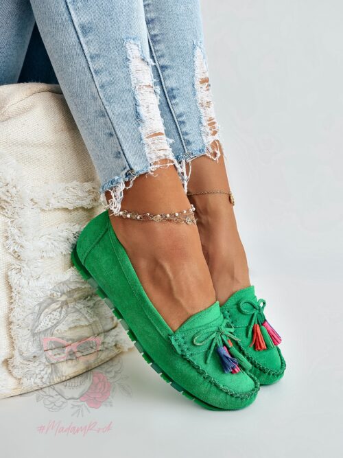 Mokasyny zamszowe Madam Layla zielone