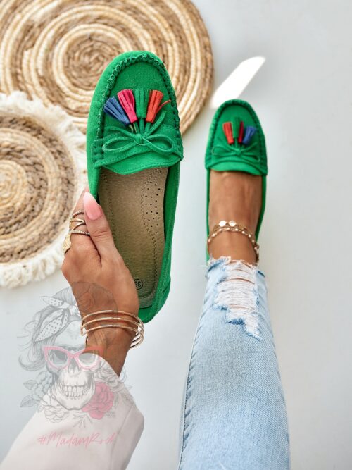 Mokasyny zamszowe Madam Layla zielone