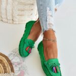 Mokasyny zamszowe Madam Layla zielone