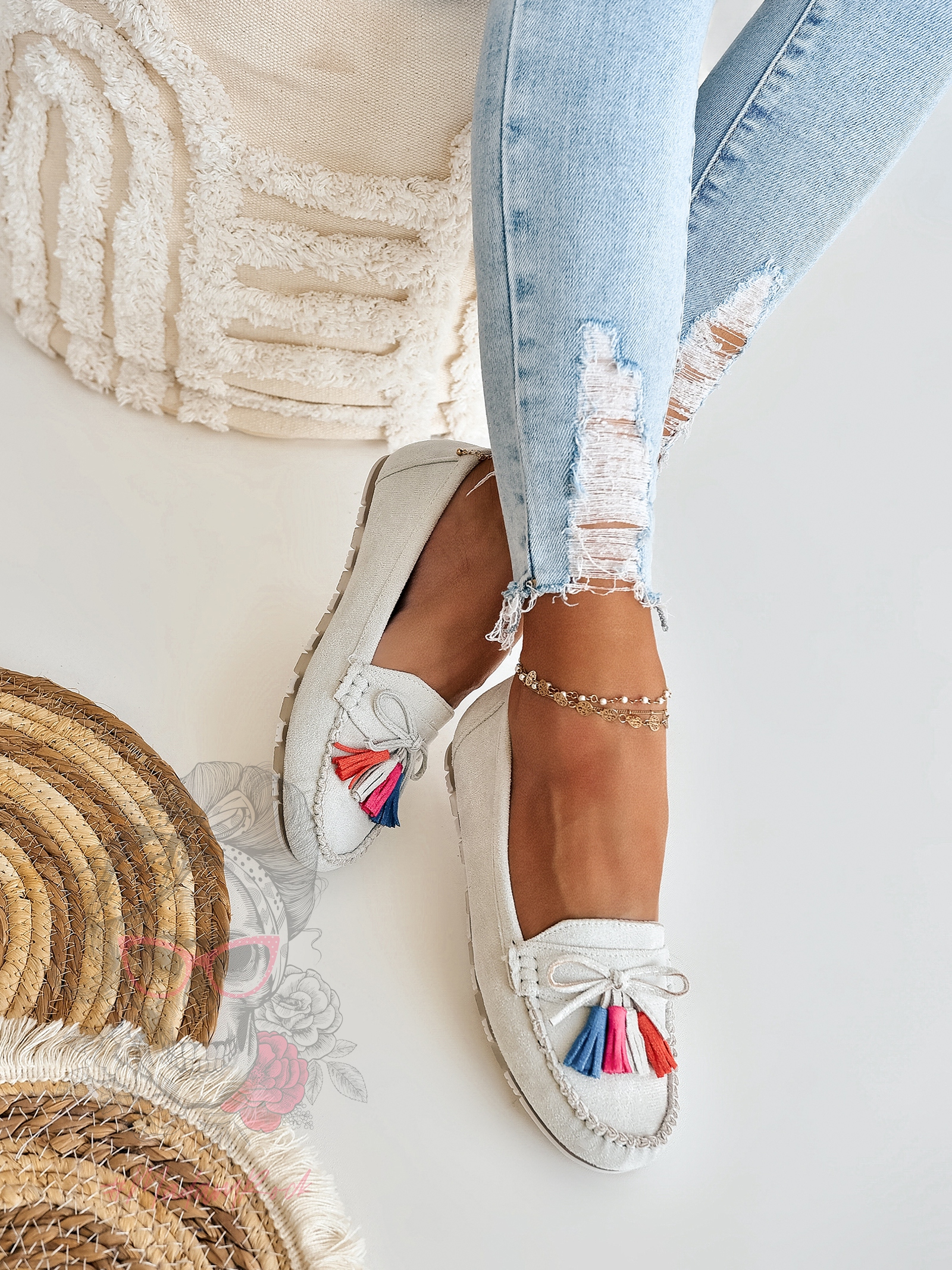 Mokasyny zamszowe Madam Layla szare