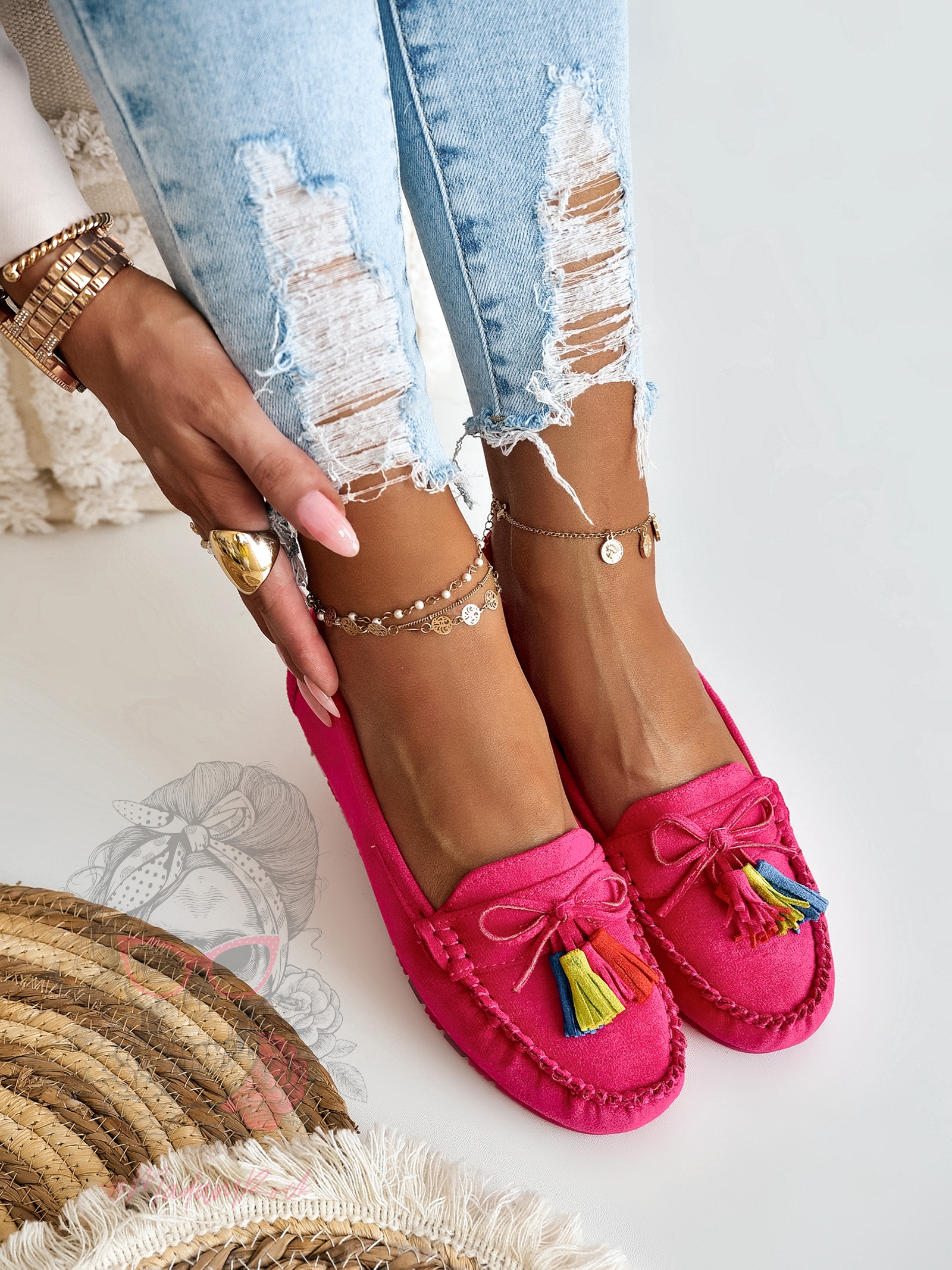 Mokasyny zamszowe Madam Layla fuksja