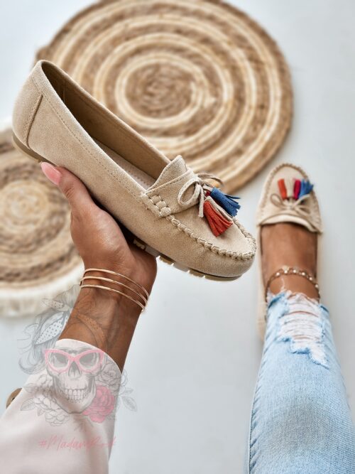 Mokasyny zamszowe Madam Layla beżowe