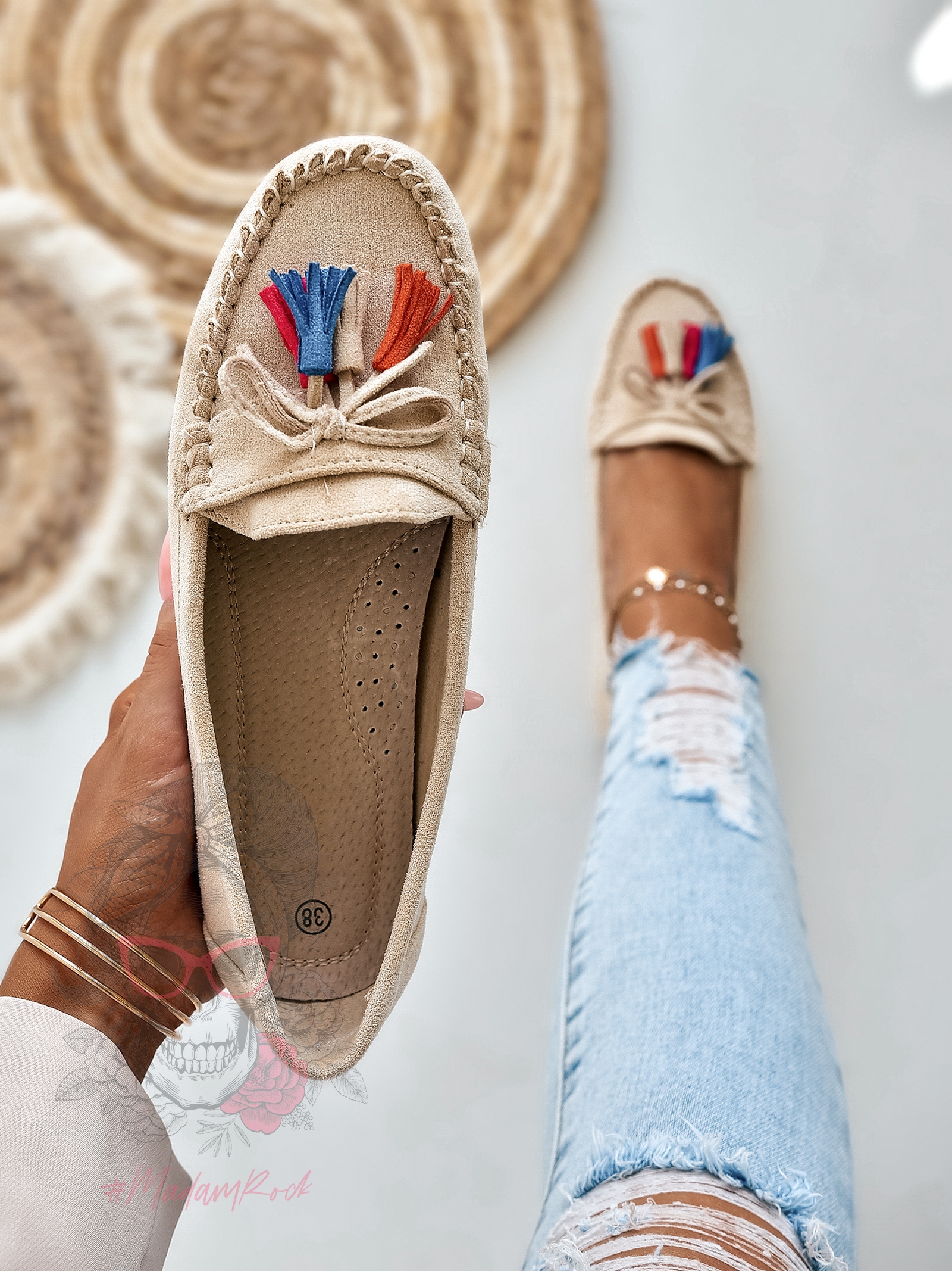 Mokasyny zamszowe Madam Layla beżowe Mokasyny zamszowe Madam Layla beżowe