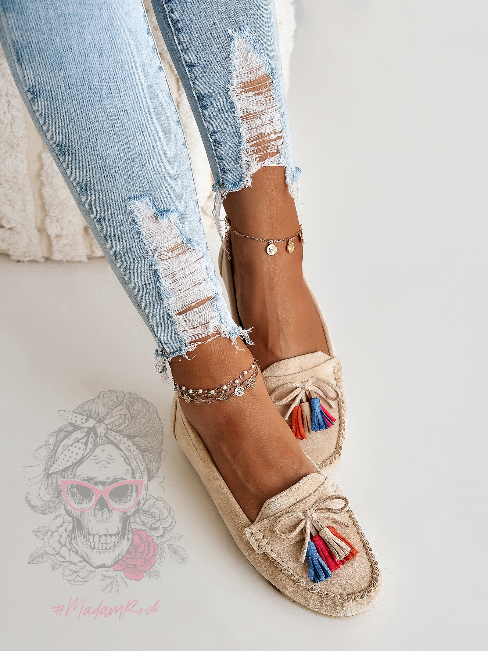 Mokasyny zamszowe Madam Layla beżowe Mokasyny zamszowe Madam Layla beżowe