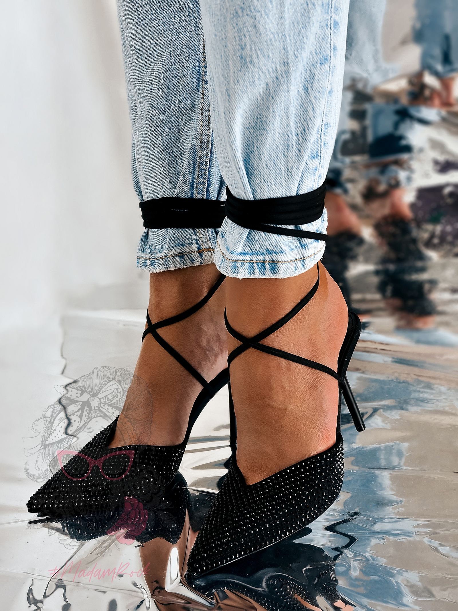 Czółenka z cyrkoniami Rock Rush czarne Czółenka z cyrkoniami Rock Rush czarne