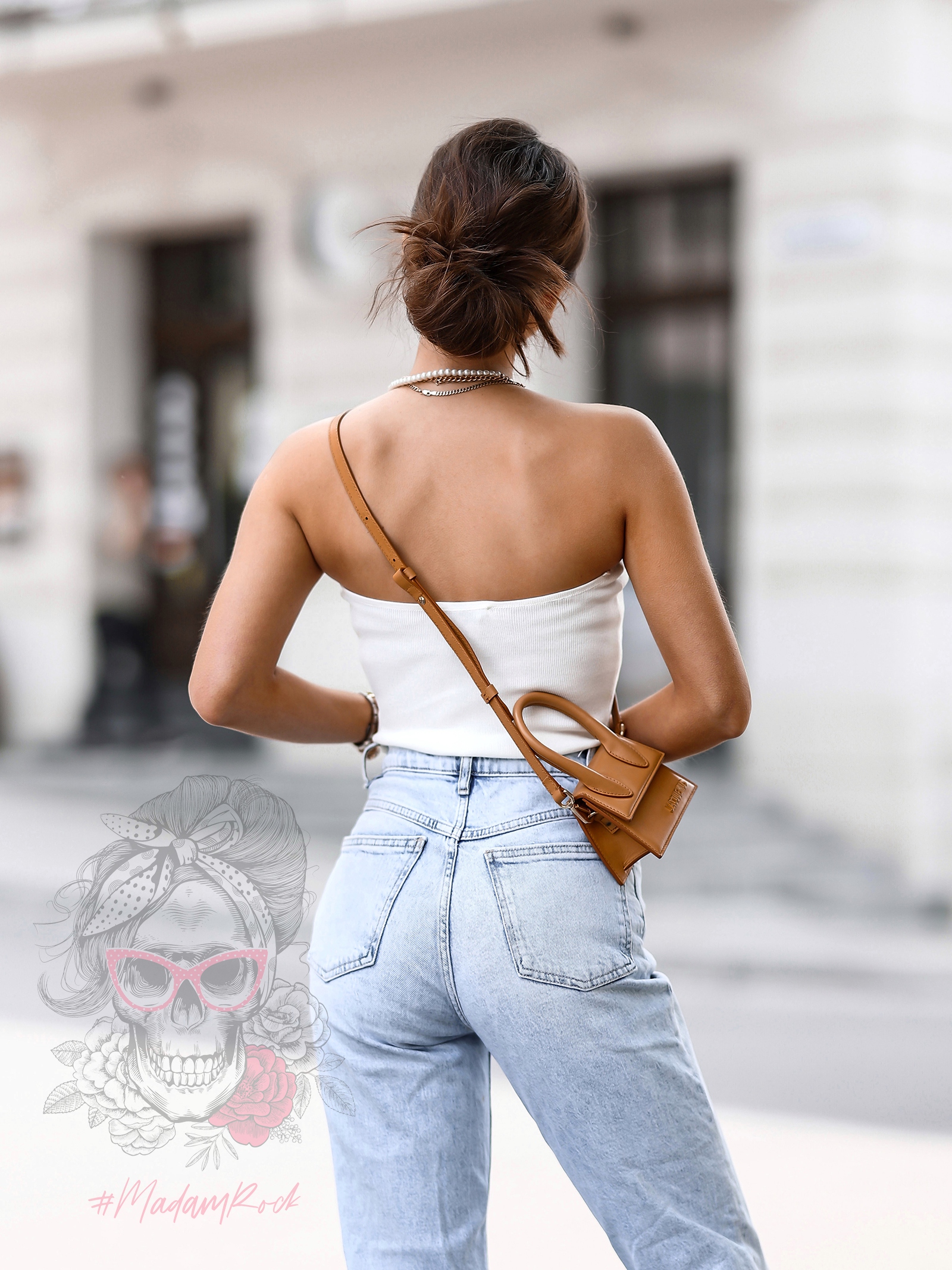 Top bez ramiączek Bert biały