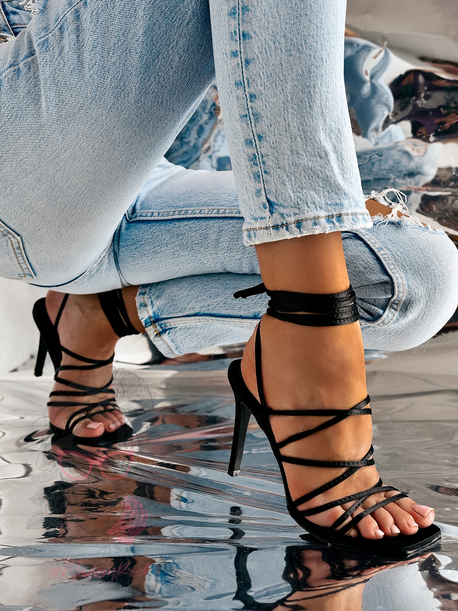 Sandały szpilki Rock Quatro czarne