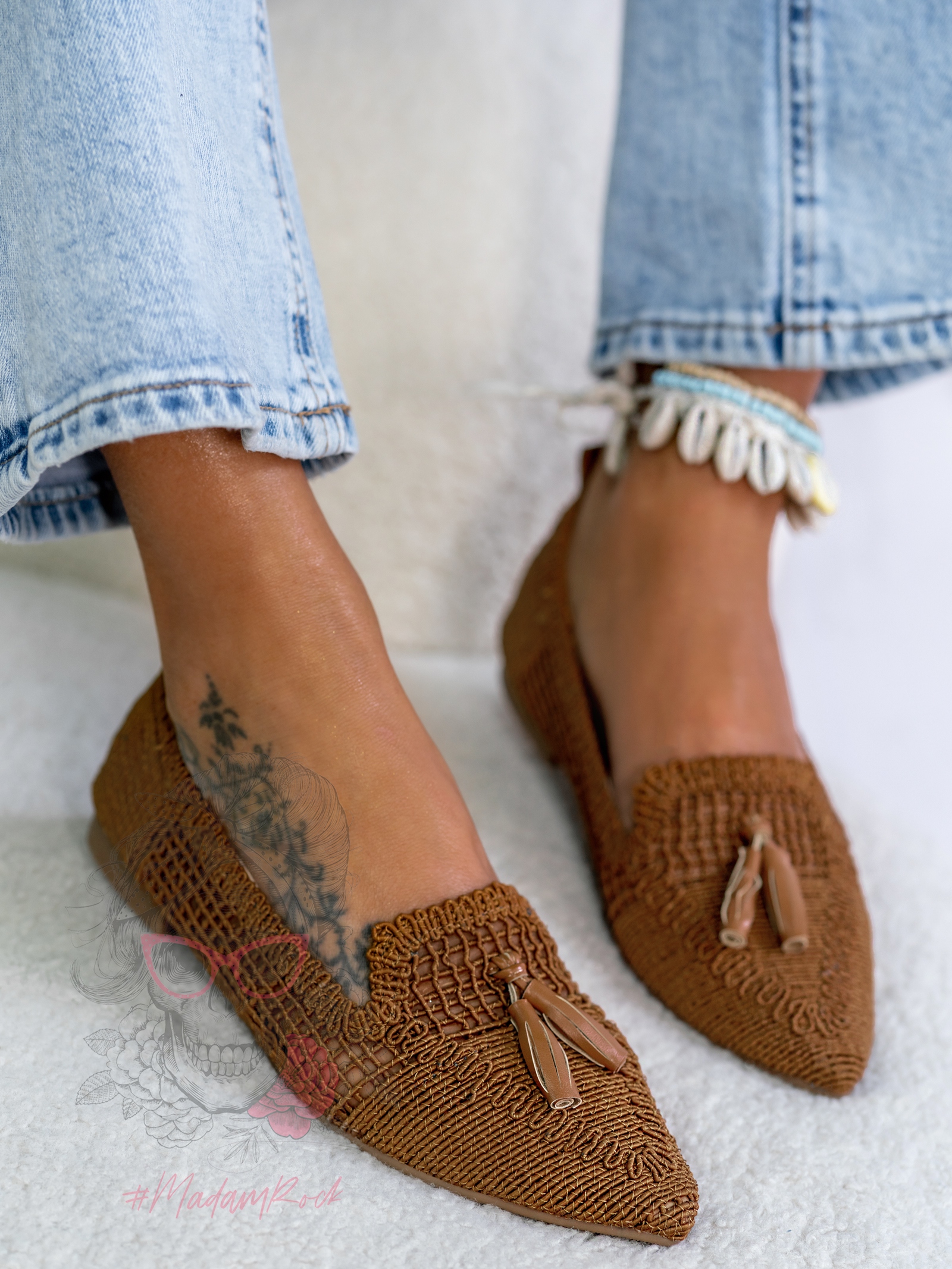 Balerinki ażurowe Madam Bosh karmelowe