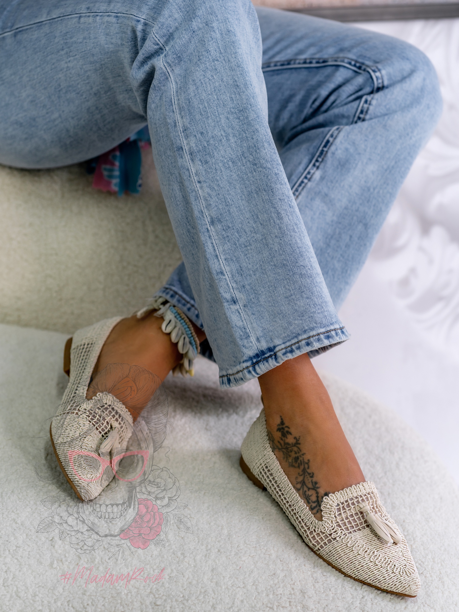 Balerinki ażurowe Madam Bosh beżowe