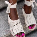 Sandały plecione Madam Togo beżowe