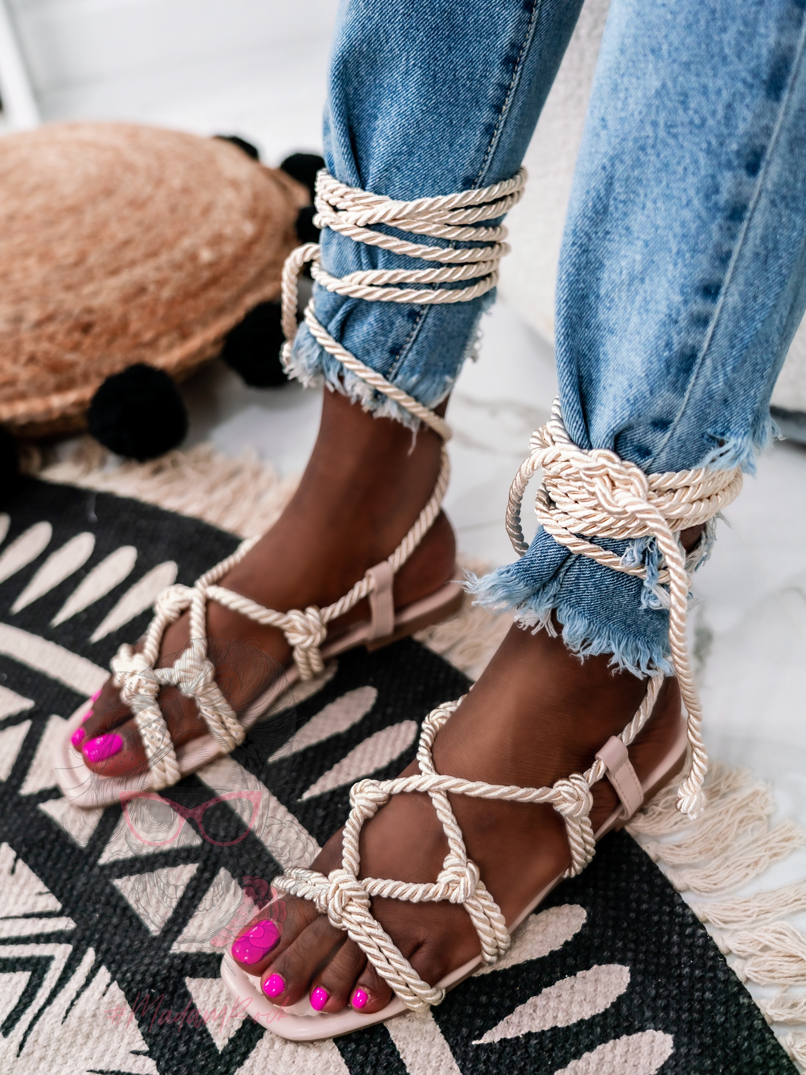 Sandały wiązane Madam Cosiness beżowe