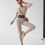 Legginsy prążkowane Susan Ola Voga beżowe