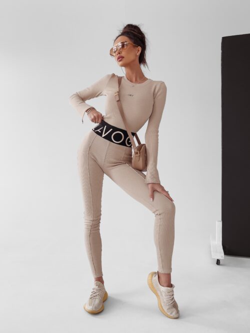 Legginsy prążkowane Susan Ola Voga beżowe