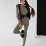 Legginsy prążkowane Susan Ola Voga khaki