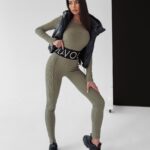 Legginsy prążkowane Susan Ola Voga khaki