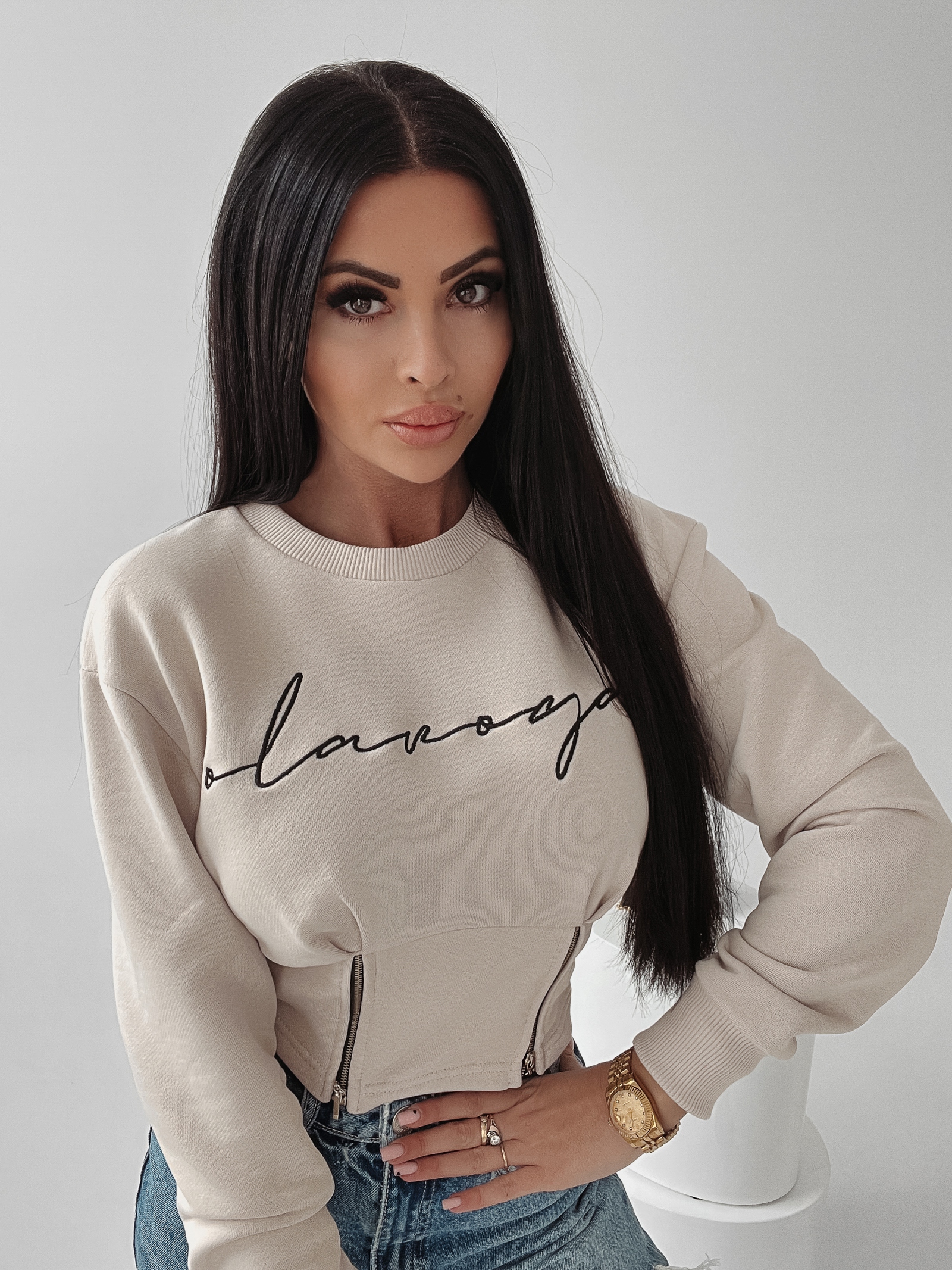 Bluza krótka Aggie Ola Voga beżowa Bluza krótka Aggie Ola Voga beżowa