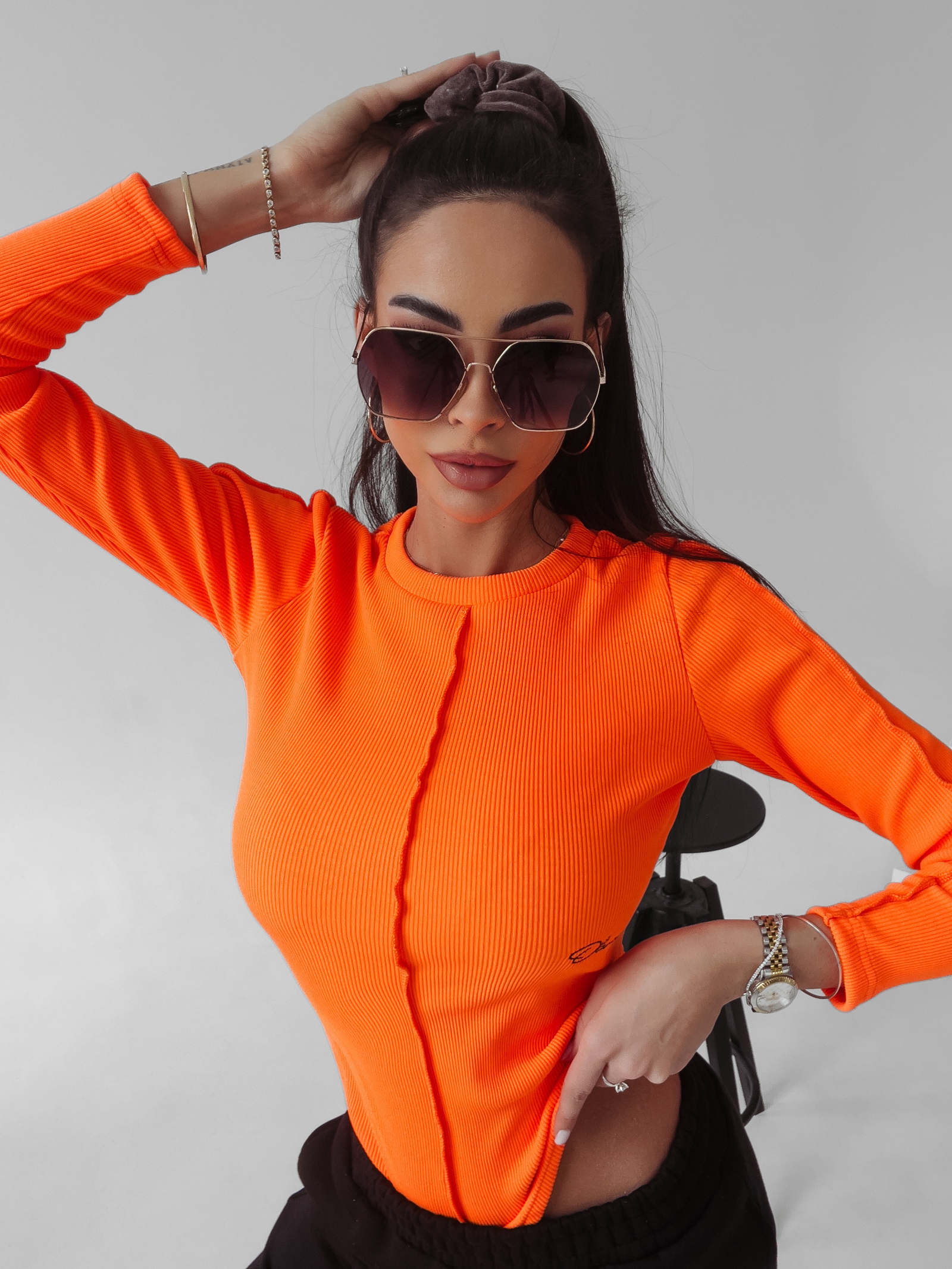 Body prążkowane Jasmine Ola Voga neonowy pomarańcz Body prążkowane Jasmine Ola Voga neonowy pomarańcz