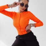 Body prążkowane Jasmine Ola Voga neonowy pomarańcz