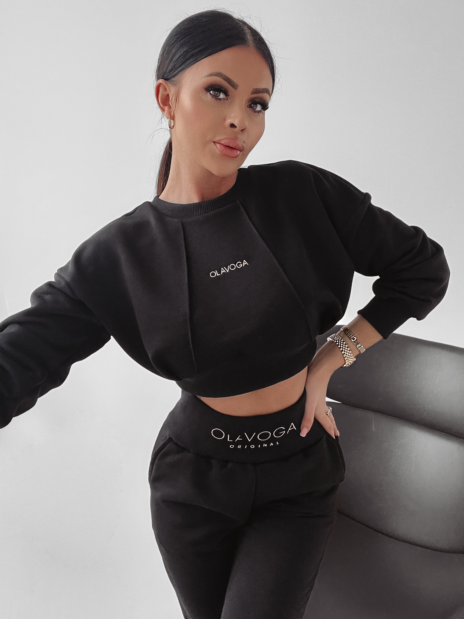 Bluza ze ściągaczem Helen Ola Voga czarna