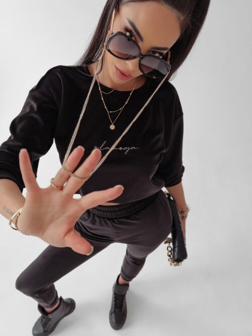 Komplet welurowy Clair Ola Voga czarny