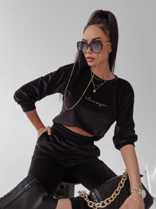 Komplet welurowy Clair Ola Voga czarny