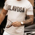 T-shirt bawełniany męski Amr 2023 Ola Voga j.beżowy