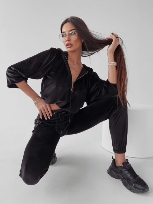 Komplet welurowy Giselle Ola Voga czarny