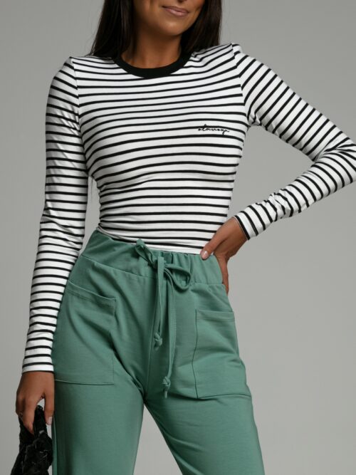 Top bawełniany Kamea Ola Voga czarno-biały w paski