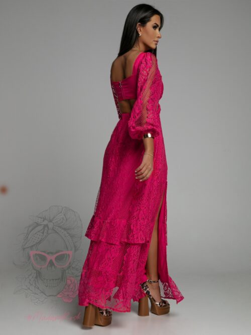 Sukienka maxi koronkowa Romanse fuksja
