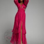 Sukienka maxi koronkowa Romanse fuksja