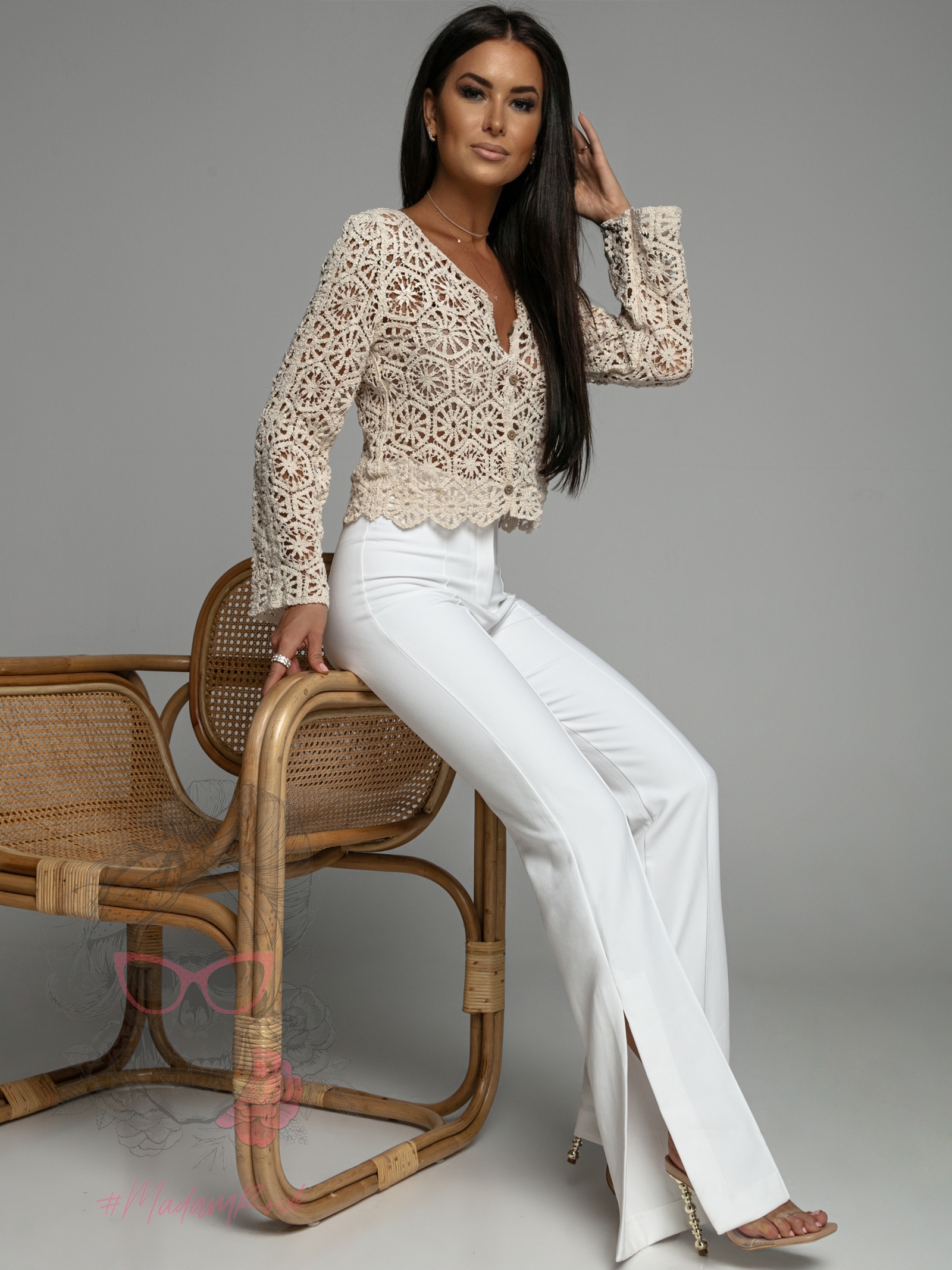 Sweterek ażurowy Safexo beżowy