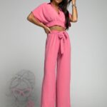 Komplet top+spodnie Winsorft różowy