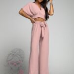 Komplet top+spodnie Winsorft pudrowy