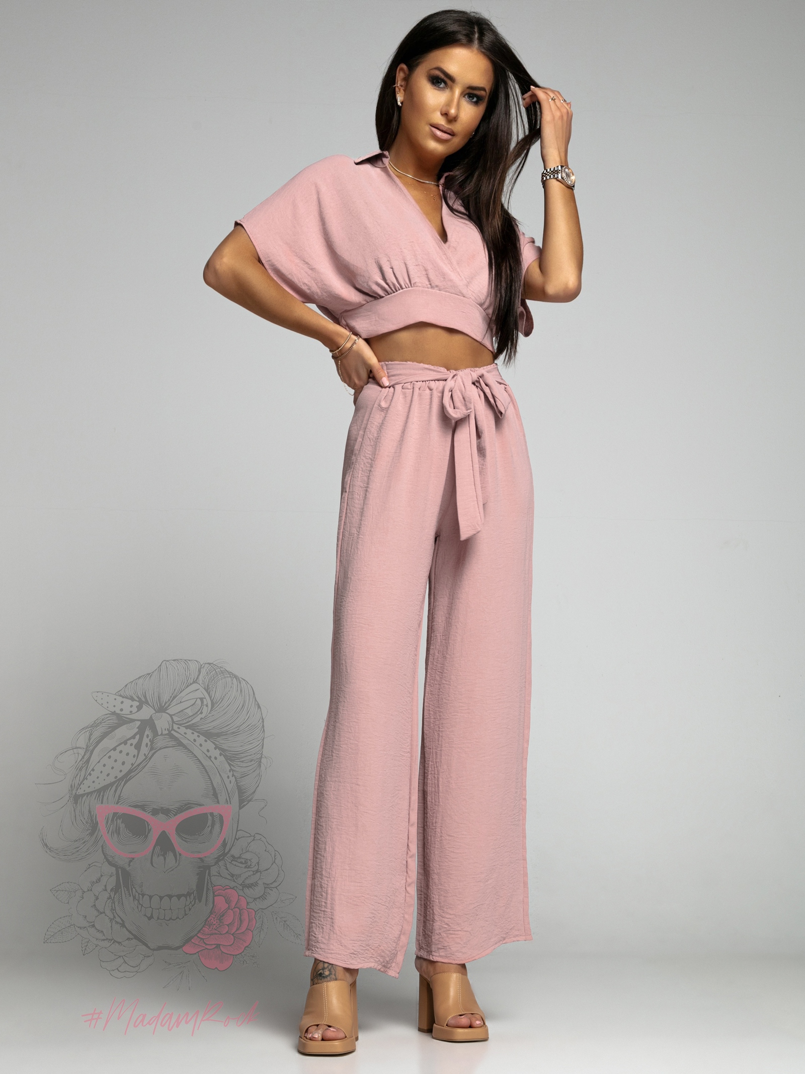 Komplet top+spodnie Winsorft pudrowy