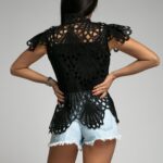 Bluzka gipiurowa Mebarn czarna