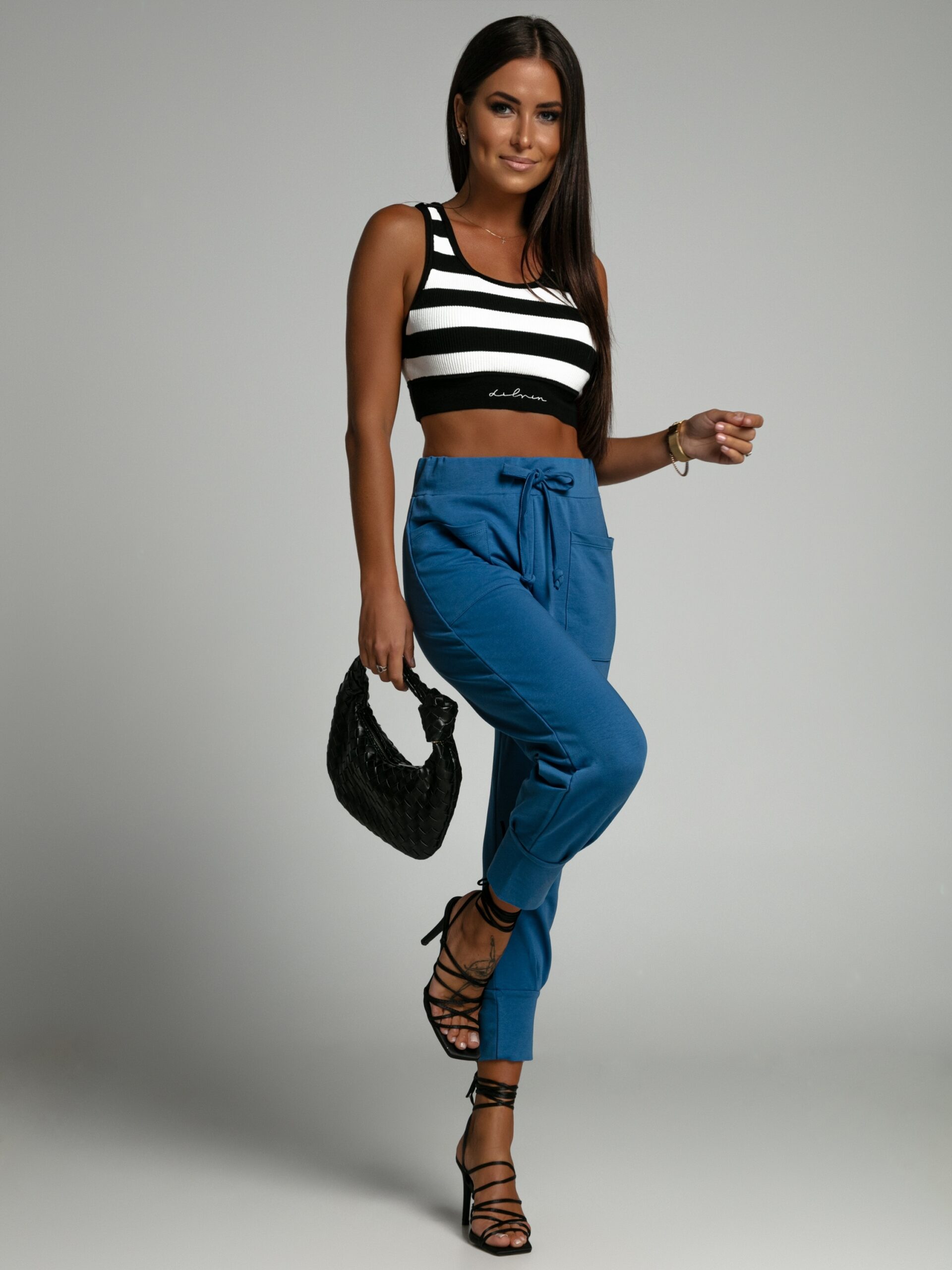 Top prążkowany Duos biało-czarny